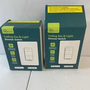 2 Pack TREATLIFE Smart Ceiling Fan Control and Dimmer Light Switch Remote Contro